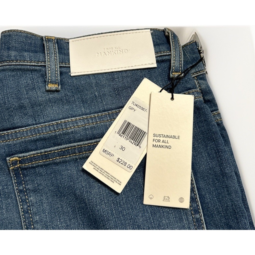 NWT 7 for all‎ Mankind Easy Boot BootCut Jeans Sz 30 OrganIc Blend  $228 34" Ins